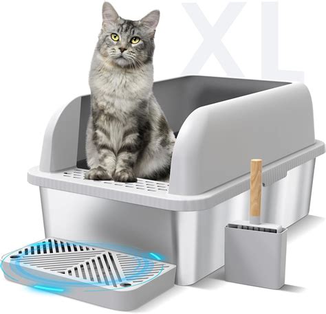 Stainless Steel Cat Litter Box,XL Enclosed Cat Litter Box with 